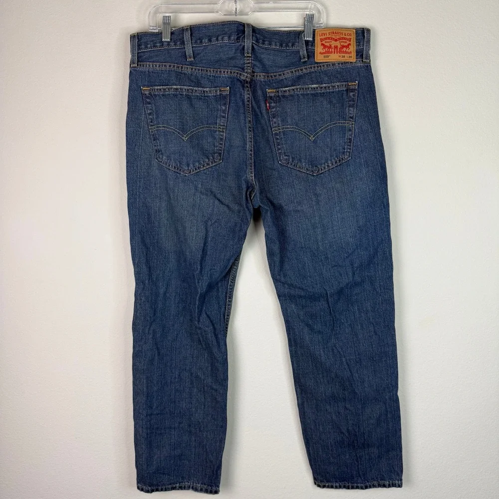 Levi's Jeans Mens 38x30 559 Relaxed Straight Medium Wash Blue Denim